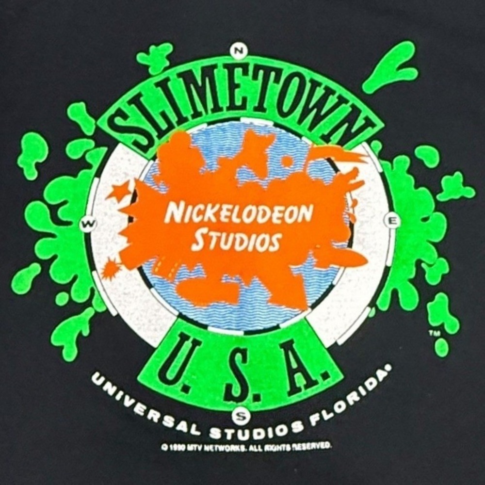Vintage 1990 Nickelodeon Universal Studios Slimetown Kids 6-8 Screen Stars Shirt - Picture 3 of 10